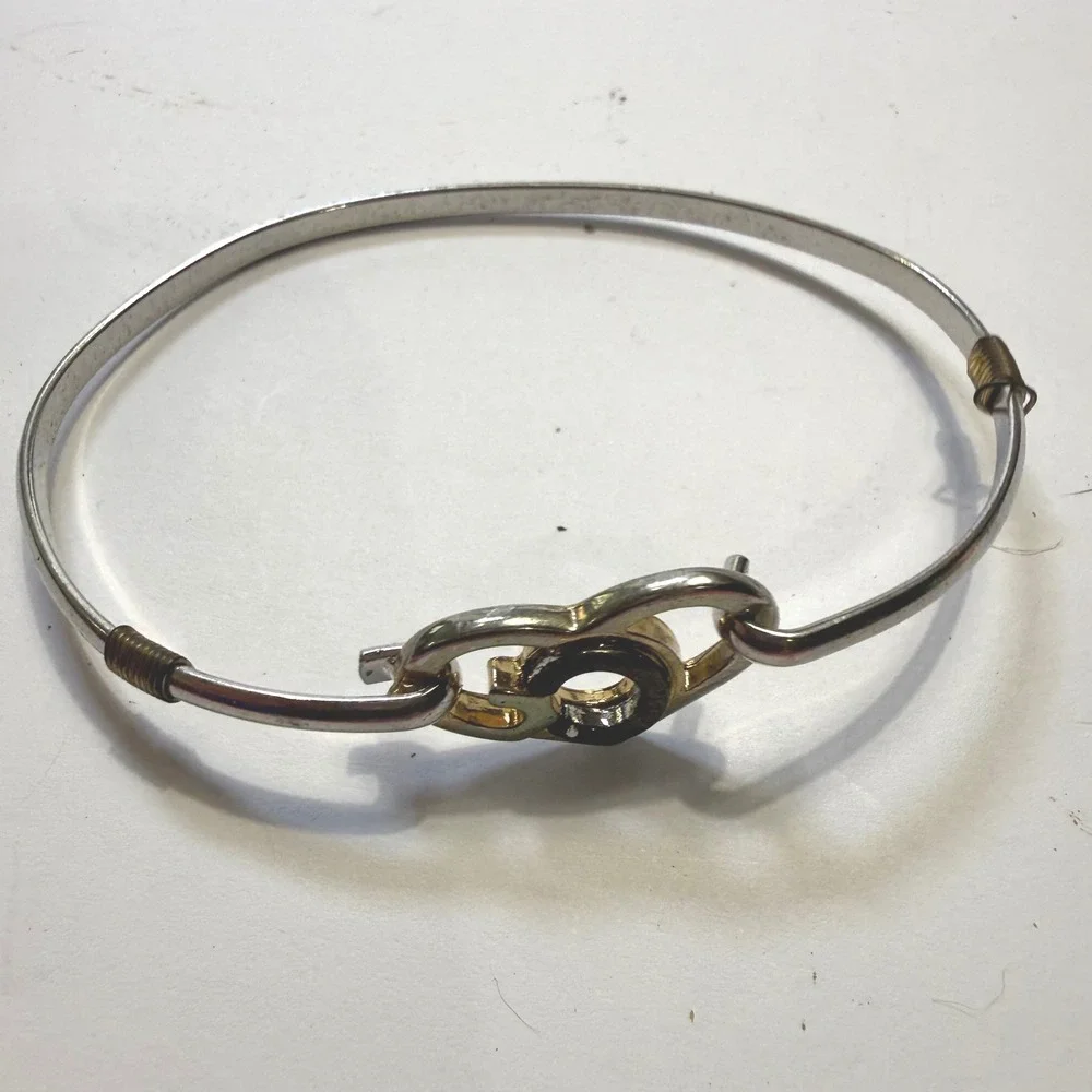 Gods Heart Silver Gold Tone Interlocking Heart Circle Bangle Bracelet Religious